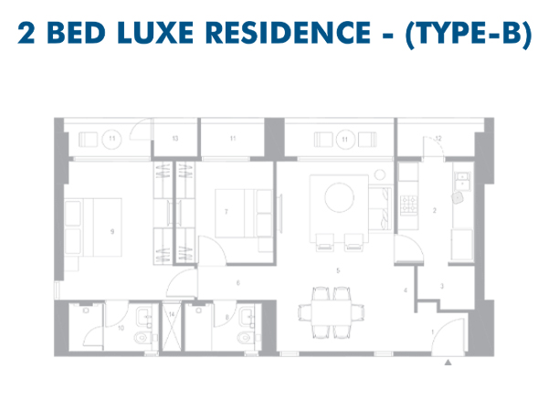 Floor Plan 2 BED Luxury