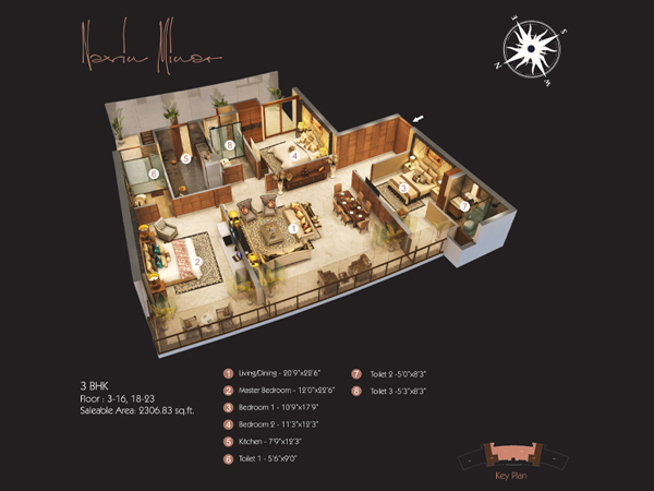 3 BHK Floor Plan