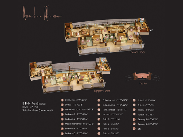 8 BHK penthouse Floor Plan